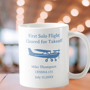 Student Pilot First Solo Aviation Blue Personalize Coffee Mug