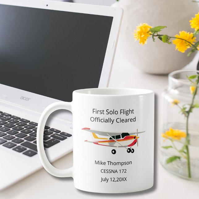 Student Pilot First Solo Cessna Photo Personalized Coffee Mug (Creator Uploaded)