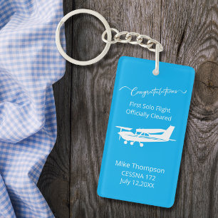 Student Pilot First Solo Photo Personalized Keychain