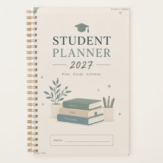 Student Planner 2027 Cover - Sage Green Aesthetic 