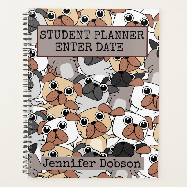 Student Planner with cartoon pug background (Front)