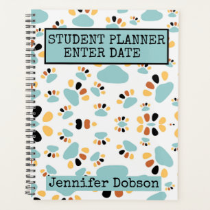 Student Planner with dog paw background