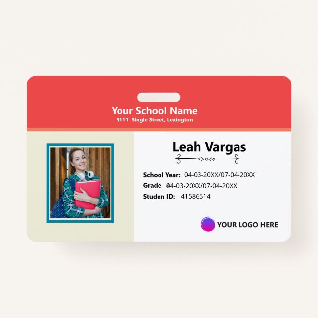 Student School Badge - Modern Identification card (Front)