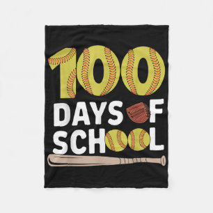 Student School Teacher 100 Days Of School Softball Fleece Blanket