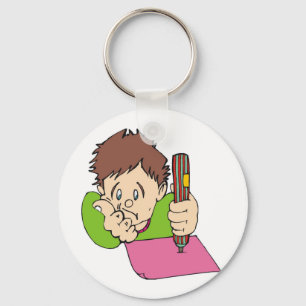 Student Studying Hard Keychain