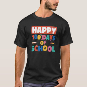Student Teacher Facemask Happy 100th Days Of Schoo T-Shirt