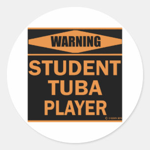 Student Tuba Player Classic Round Sticker