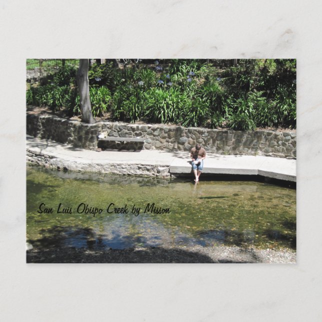 Student with Feet in Creek near Mission Postcard (Front)