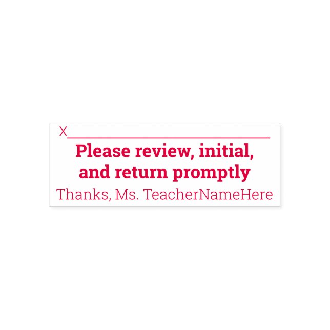 Student Work Review & Custom Name Rubber Stamp (Design)