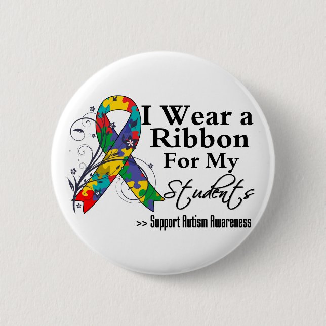 Students - Autism Ribbon 2 Inch Round Button (Front)