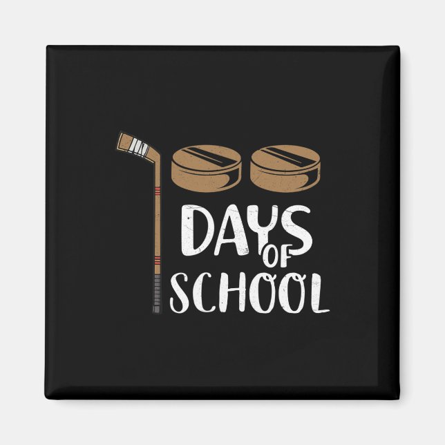 Students Fun 100th Day Of School Hockey  Magnet (Front)