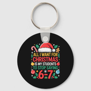 Students Saying 67 Meme Six Seven Funny Christmas Keychain