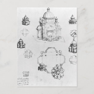 Studies for a building of a centralised plan postcard