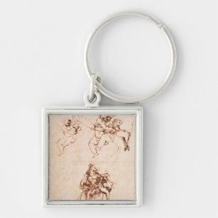 Studies for a Madonna with a Cat, c.1478-80 Keychain