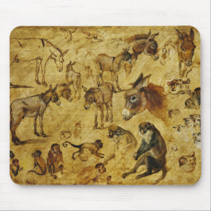 Studies of Animals: Donkeys, Monkeys, Cats & Dogs Mouse Pad