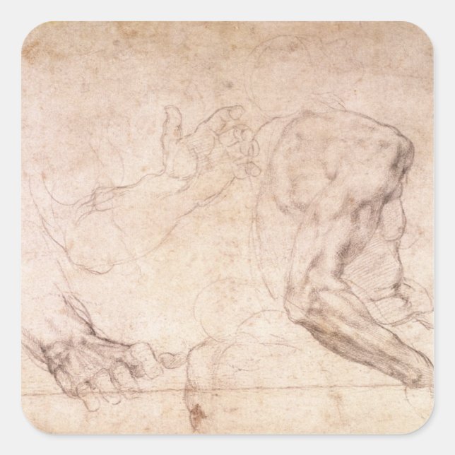 Studies of hands and an arm square sticker (Front)