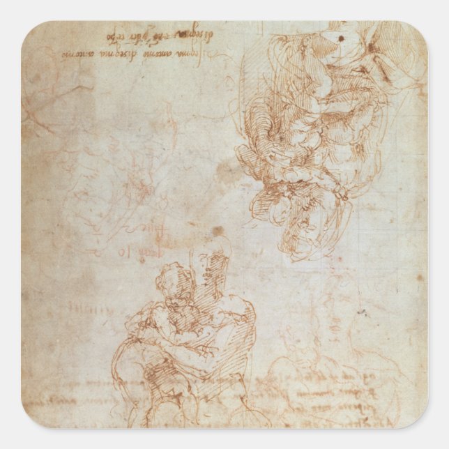 Studies of Madonna and Child Square Sticker (Front)