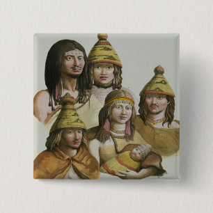 Studies of native Americans (colour litho) 2 Inch Square Button
