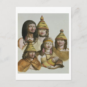 Studies of native Americans (colour litho) Postcard