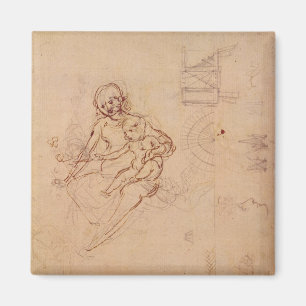 Studies Virgin and Child Heads Profile Machines Magnet