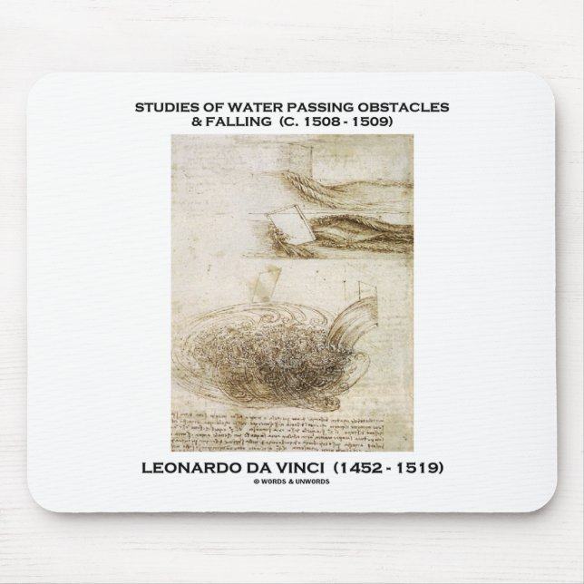 Studies Water Passing Obstacles Falling (da Vinci) Mouse Pad (Front)