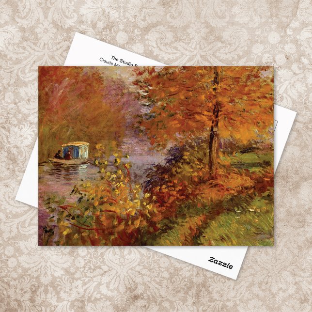 Studio Boat Autumn Claude Monet Postcard (Creator Uploaded)