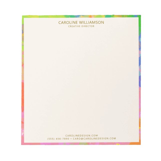 Studio Branding Colourful Abstract Paint Border Notepad (Front)