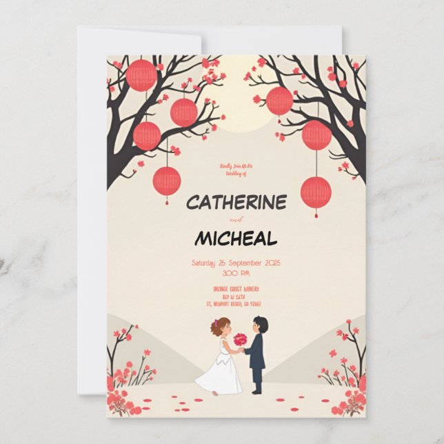 Studio Ghibli Style Personlized Wedding Invite (Front)