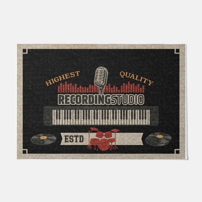 Studio Instrument Rug, Music Lovers Gift Doormat (Front)