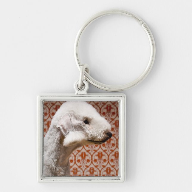 Studio shot of Bedlington Terrier Keychain (Front)