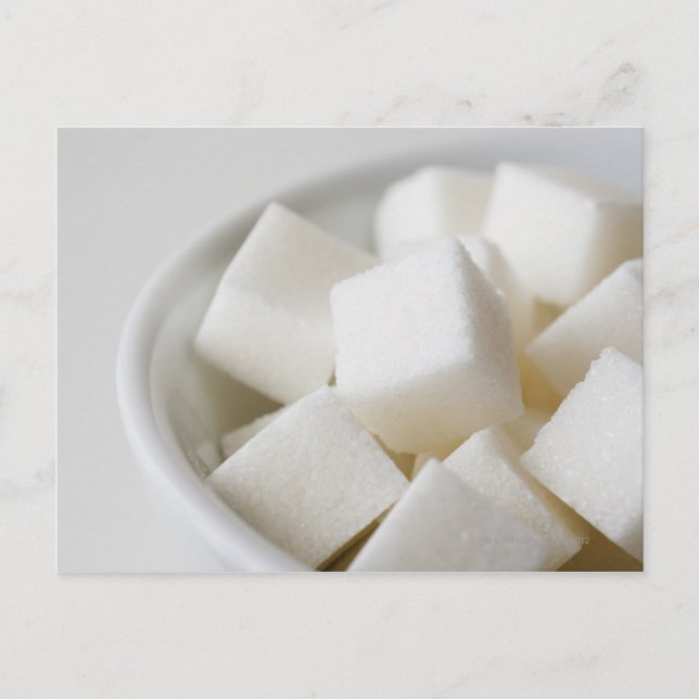 Studio shot of sugar cubes in bowl postcard (Front)