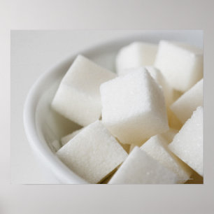 Studio shot of sugar cubes in bowl poster