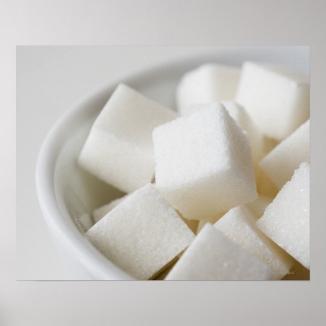 Studio shot of sugar cubes in bowl poster (Front)