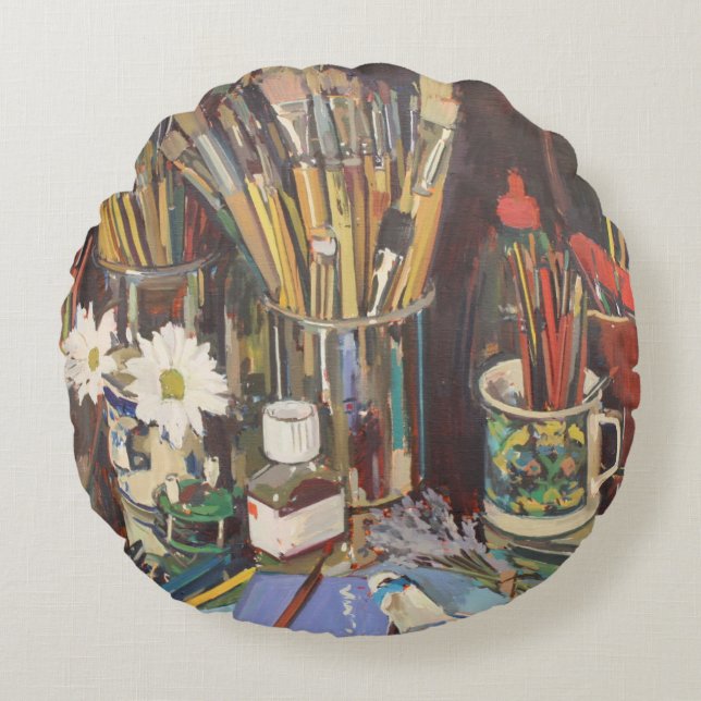 Studio Still Life 2012 Round Pillow (Front)