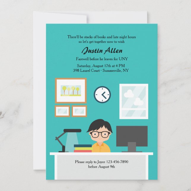 Studious Boy Invitation (Front)