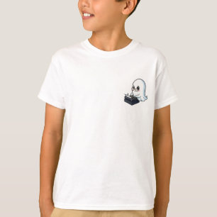 Studious Ghost Typing on Typewriter Kids T-Shirt