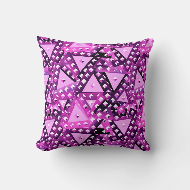 "Studs and Triangles" abstract - purple, violet Throw Pillow (Front)