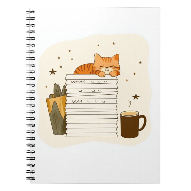 Study Cat Coffee Stack Notebook (Front)