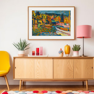 Study for Autumn Landscape with Boats Kandinsky Poster