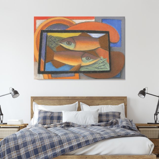  Study for Fish in Glass Case Canvas Print (Insitu(Bedroom))