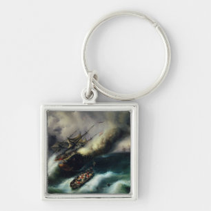 Study for The Burning of the 'Kent' in 1825 Keychain