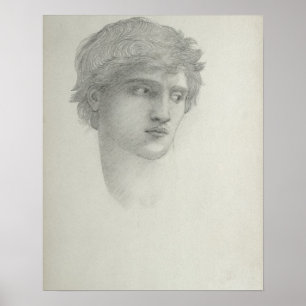 Study for the Head of Perseus (pencil on paper) Poster