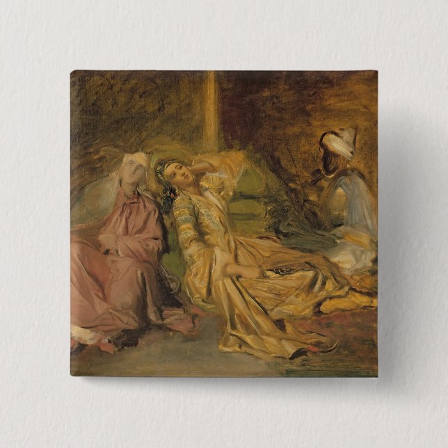 Study for the Interior of a Harem 2 Inch Square Button (Front)