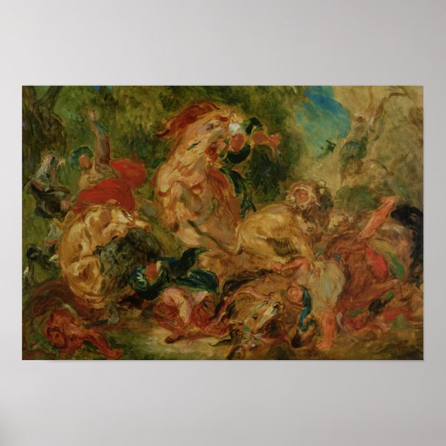 Study for The Lion Hunt, 1854 Poster (Front)