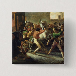 Study for the Race of the Barbarian Horses, 1817 2 Inch Square Button