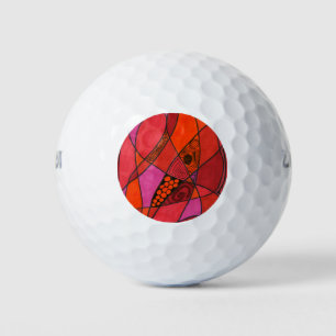 "Study In Reds" Abstract Custom Wilson Golf Balls