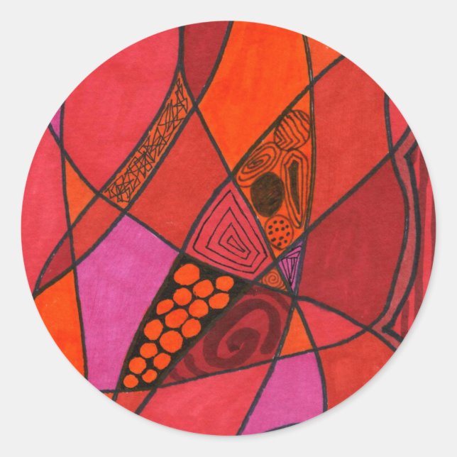 "Study in Reds" Abstract Design Sticker (Front)