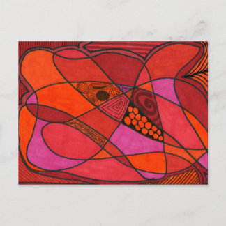 "Study in Reds" Abstract Postcard