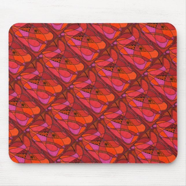 "Study in Reds" Tiled Abstract Design Mousepad (Front)