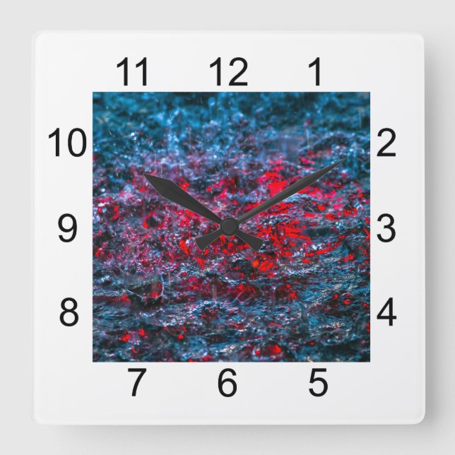 Study In Watercolor - Red Square Wall Clock (Front)